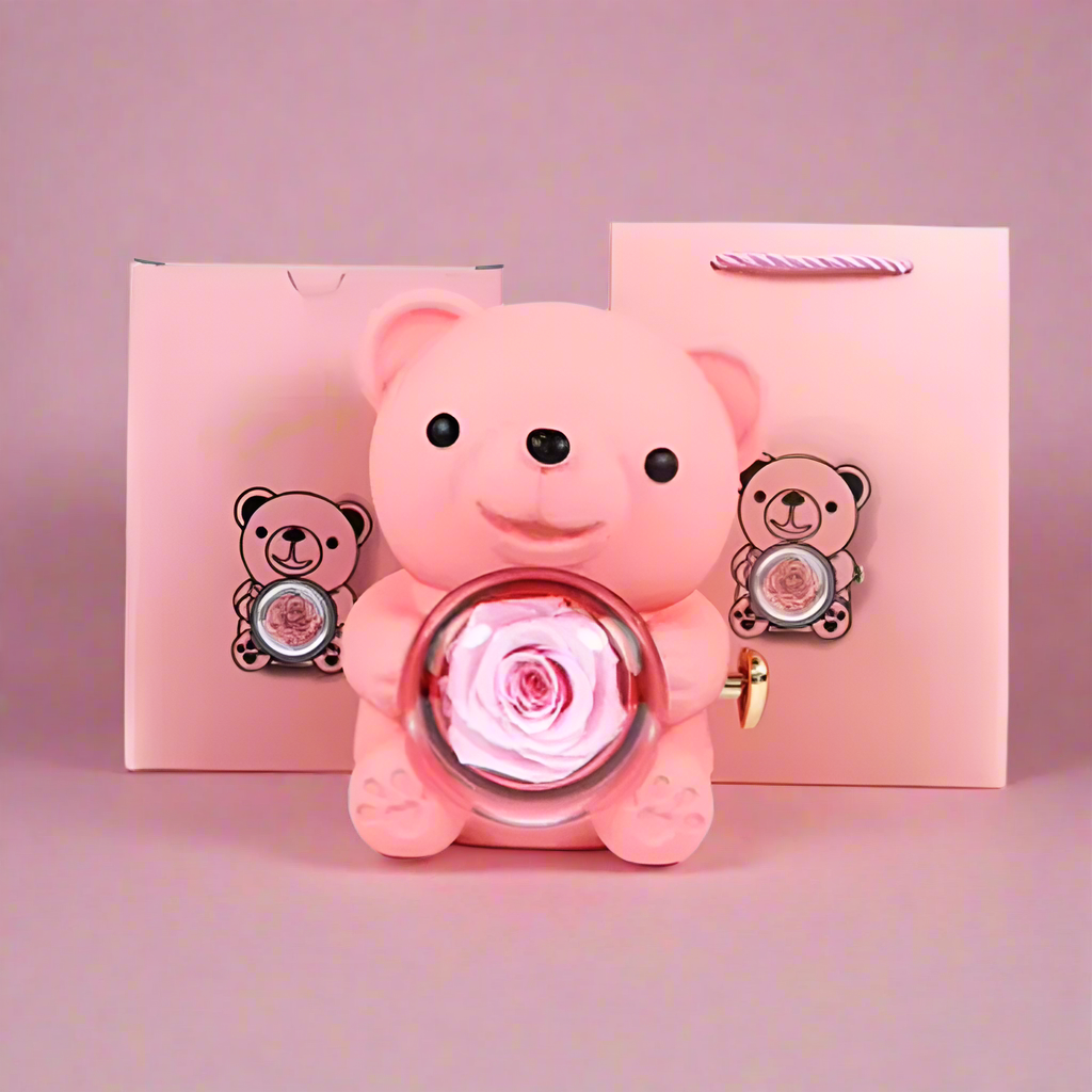 Eternal Rose Teddy Bear Jewelry Box Gift